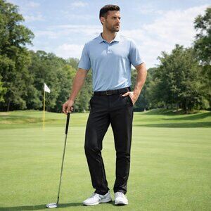 NWT: Pudolla Men's Black Lightweight Golf Sportswear W40 L 34 Pants